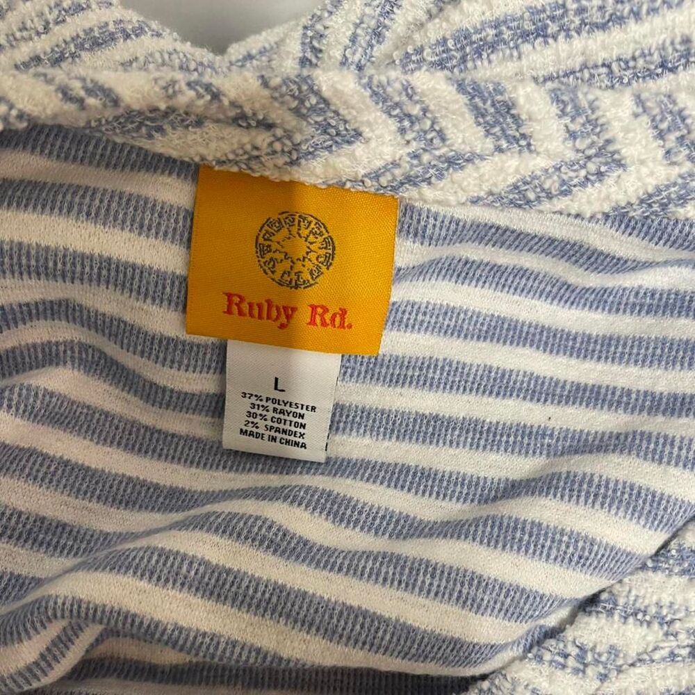 Ruby Rd. Size Large Blue and White Striped Sweater - Picture 4 of 5